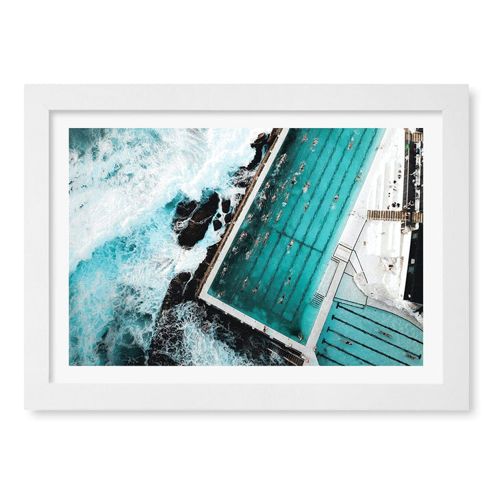Bondi Icebergs Doing Laps Wall Art Print A4 (21 x 29.7cm) / Matte White Frame / White Border from our Australian Made Framed Wall Art, Prints & Posters collection by Profile Products (Australia) Pty Ltd