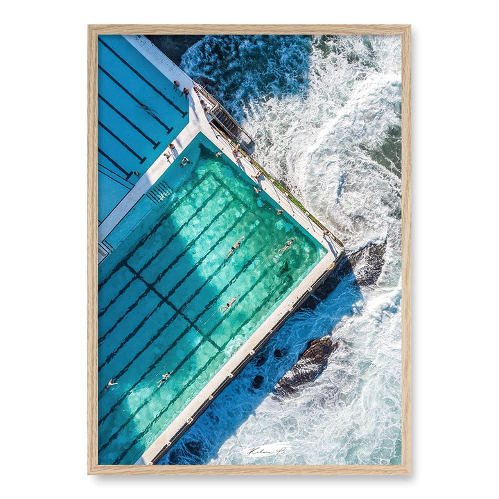 Bondi Icebergs Wall Art Print A1 (59.4 x 84.1cm) / Natural Oak Frame / No Border from our Australian Made Framed Wall Art, Prints & Posters collection by Profile Products (Australia) Pty Ltd