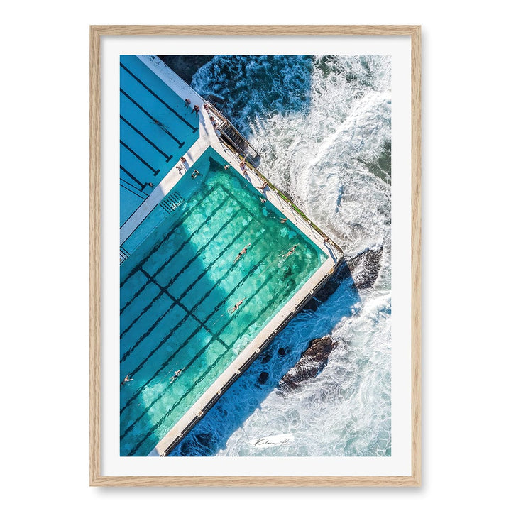 Bondi Icebergs Wall Art Print A1 (59.4 x 84.1cm) / Natural Oak Frame / White Border from our Australian Made Framed Wall Art, Prints & Posters collection by Profile Products (Australia) Pty Ltd