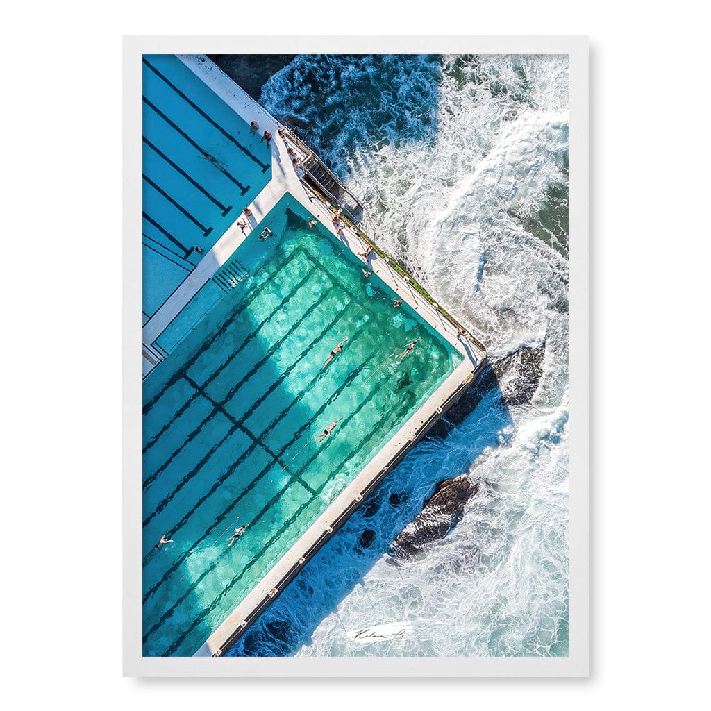 Bondi Icebergs Wall Art Print A2 (42 x 59.4cm) / Matte White Frame / No Border from our Australian Made Framed Wall Art, Prints & Posters collection by Profile Products (Australia) Pty Ltd