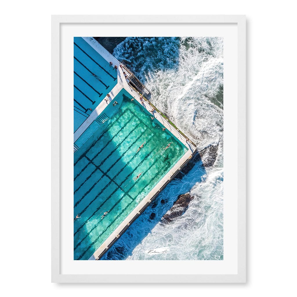 Bondi Icebergs Wall Art Print A2 (42 x 59.4cm) / Matte White Frame / White Border from our Australian Made Framed Wall Art, Prints & Posters collection by Profile Products (Australia) Pty Ltd