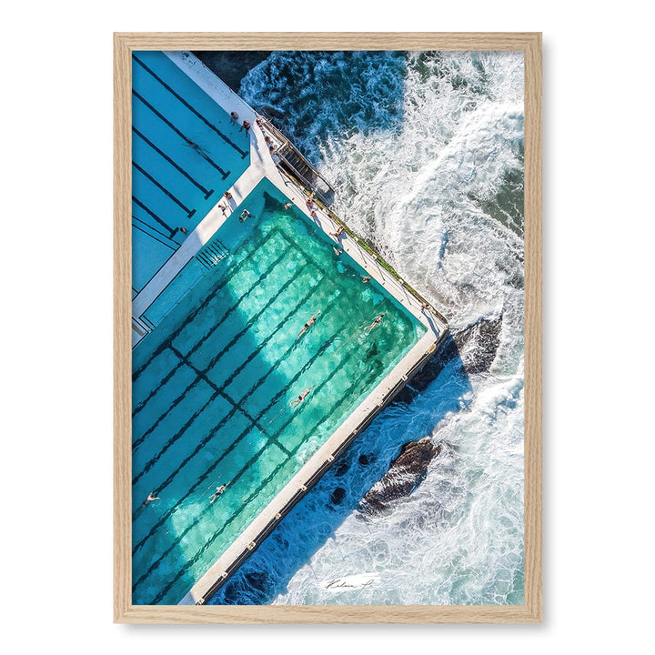 Bondi Icebergs Wall Art Print A2 (42 x 59.4cm) / Natural Oak Frame / No Border from our Australian Made Framed Wall Art, Prints & Posters collection by Profile Products (Australia) Pty Ltd