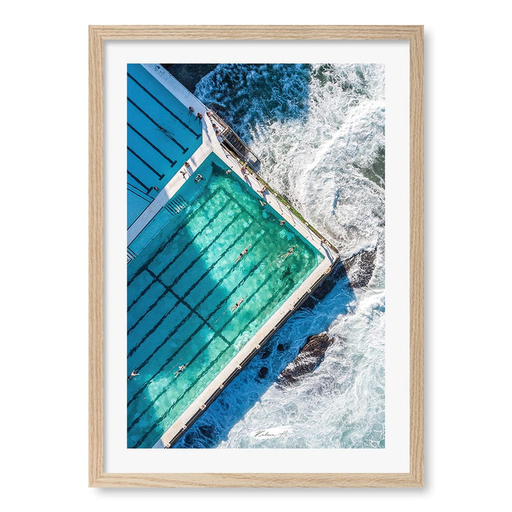 Bondi Icebergs Wall Art Print A2 (42 x 59.4cm) / Natural Oak Frame / White Border from our Australian Made Framed Wall Art, Prints & Posters collection by Profile Products (Australia) Pty Ltd