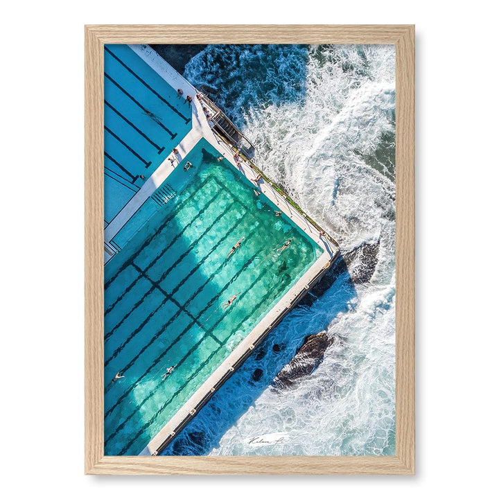 Bondi Icebergs Wall Art Print A3 (29.7 x 42cm) / Natural Oak Frame / No Border from our Australian Made Framed Wall Art, Prints & Posters collection by Profile Products (Australia) Pty Ltd