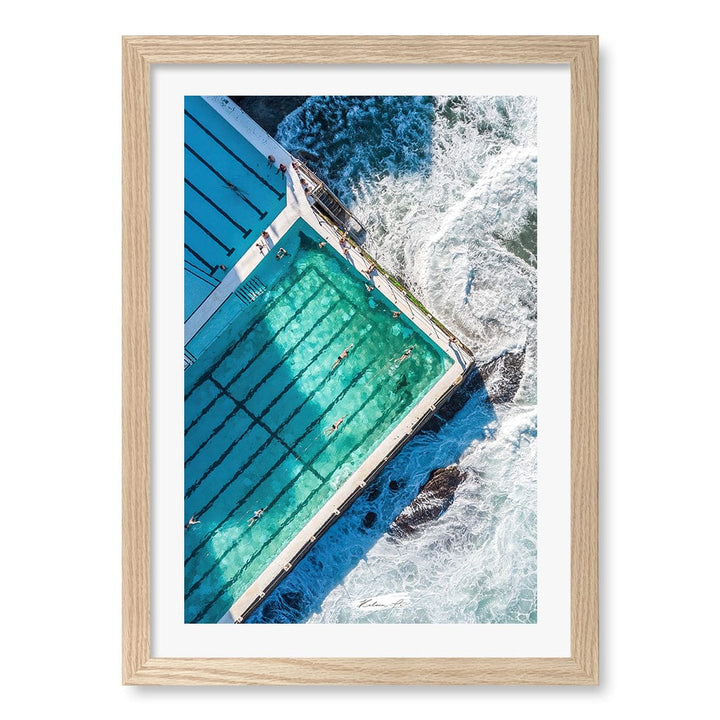 Bondi Icebergs Wall Art Print A3 (29.7 x 42cm) / Natural Oak Frame / White Border from our Australian Made Framed Wall Art, Prints & Posters collection by Profile Products (Australia) Pty Ltd