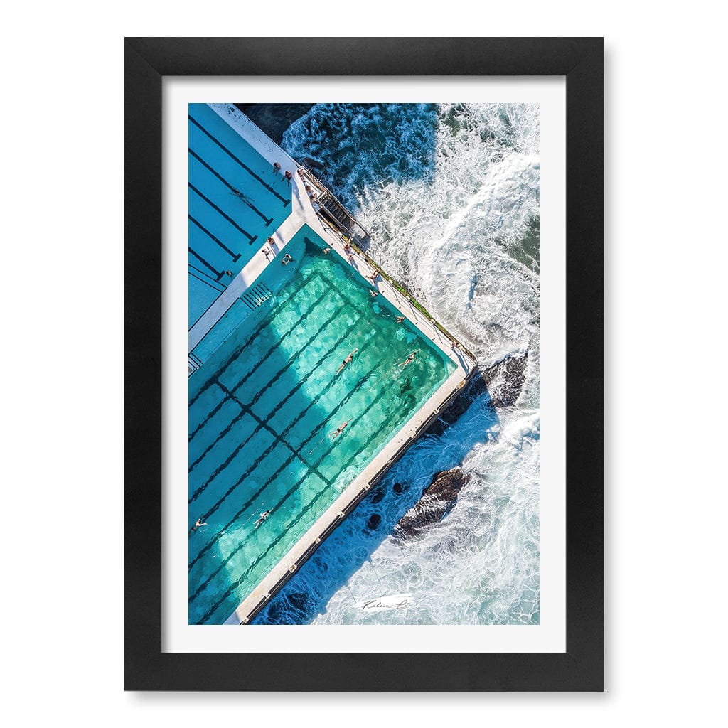 Bondi Icebergs Wall Art Print A4 (21 x 29.7cm) / Matte Black Frame / White Border from our Australian Made Framed Wall Art, Prints & Posters collection by Profile Products (Australia) Pty Ltd
