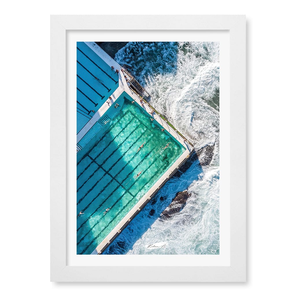 Bondi Icebergs Wall Art Print A4 (21 x 29.7cm) / Matte White Frame / White Border from our Australian Made Framed Wall Art, Prints & Posters collection by Profile Products (Australia) Pty Ltd