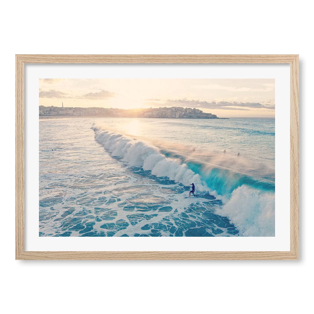 Bondi Surf Break Wall Art Print A2 (42 x 59.4cm) / Natural Oak Frame / White Border from our Australian Made Framed Wall Art, Prints & Posters collection by Profile Products (Australia) Pty Ltd