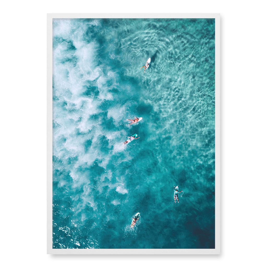 Bondi Surfers Wall Art Print A1 (59.4 x 84.1cm) / Matte White Frame / No Border from our Australian Made Framed Wall Art, Prints & Posters collection by Profile Products (Australia) Pty Ltd