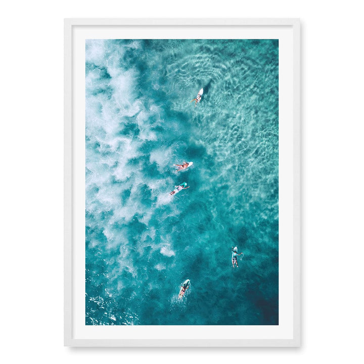 Bondi Surfers Wall Art Print A1 (59.4 x 84.1cm) / Matte White Frame / White Border from our Australian Made Framed Wall Art, Prints & Posters collection by Profile Products (Australia) Pty Ltd