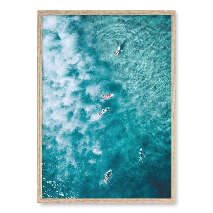Bondi Surfers Wall Art Print A1 (59.4 x 84.1cm) / Natural Oak Frame / No Border from our Australian Made Framed Wall Art, Prints & Posters collection by Profile Products (Australia) Pty Ltd