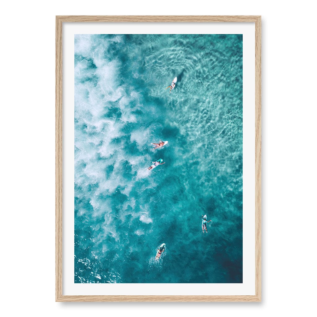 Bondi Surfers Wall Art Print A1 (59.4 x 84.1cm) / Natural Oak Frame / White Border from our Australian Made Framed Wall Art, Prints & Posters collection by Profile Products (Australia) Pty Ltd