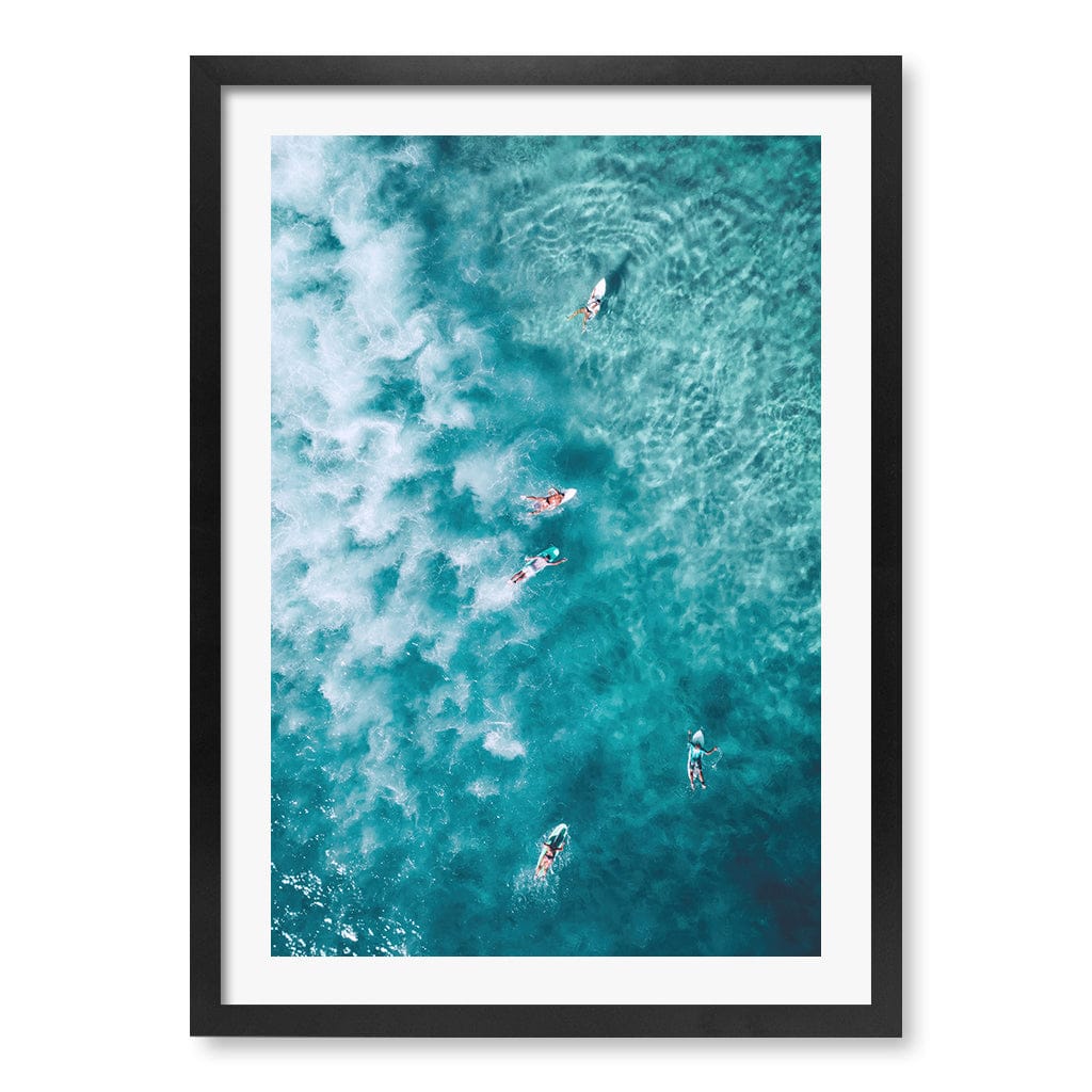 Bondi Surfers Wall Art Print A2 (42 x 59.4cm) / Matte Black Frame / White Border from our Australian Made Framed Wall Art, Prints & Posters collection by Profile Products (Australia) Pty Ltd