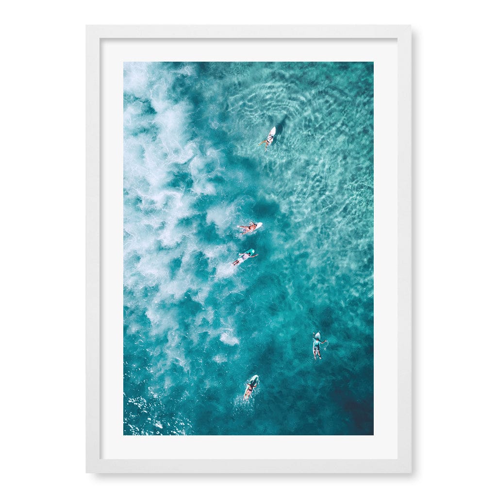 Bondi Surfers Wall Art Print A2 (42 x 59.4cm) / Matte White Frame / White Border from our Australian Made Framed Wall Art, Prints & Posters collection by Profile Products (Australia) Pty Ltd
