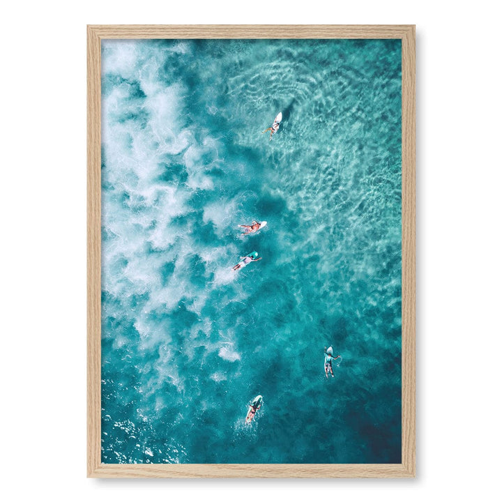 Bondi Surfers Wall Art Print A2 (42 x 59.4cm) / Natural Oak Frame / No Border from our Australian Made Framed Wall Art, Prints & Posters collection by Profile Products (Australia) Pty Ltd