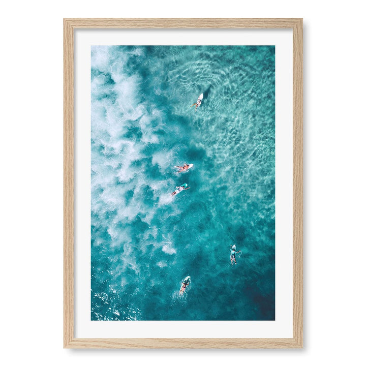 Bondi Surfers Wall Art Print A2 (42 x 59.4cm) / Natural Oak Frame / White Border from our Australian Made Framed Wall Art, Prints & Posters collection by Profile Products (Australia) Pty Ltd