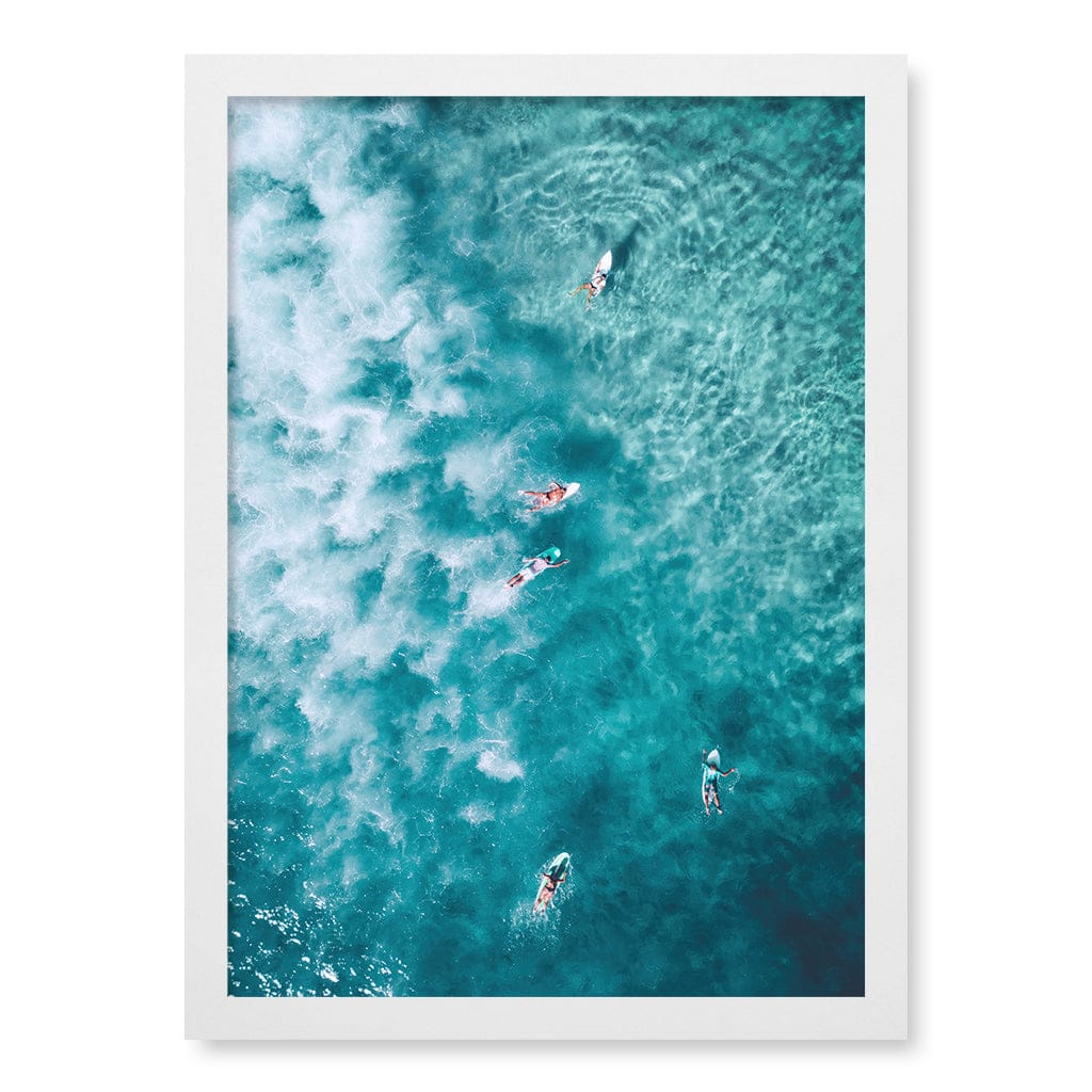Bondi Surfers Wall Art Print A3 (29.7 x 42cm) / Matte White Frame / No Border from our Australian Made Framed Wall Art, Prints & Posters collection by Profile Products (Australia) Pty Ltd