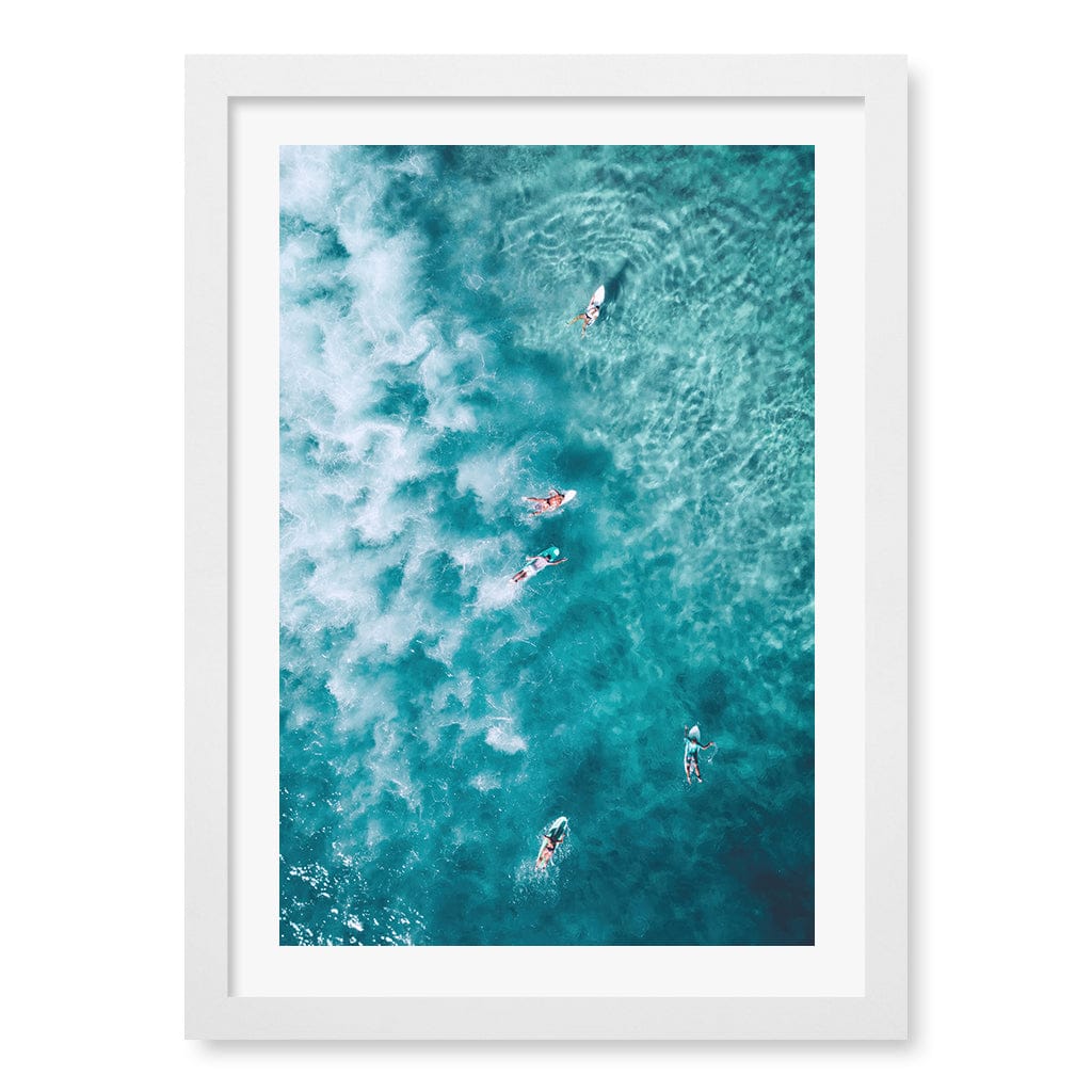 Bondi Surfers Wall Art Print A3 (29.7 x 42cm) / Matte White Frame / White Border from our Australian Made Framed Wall Art, Prints & Posters collection by Profile Products (Australia) Pty Ltd