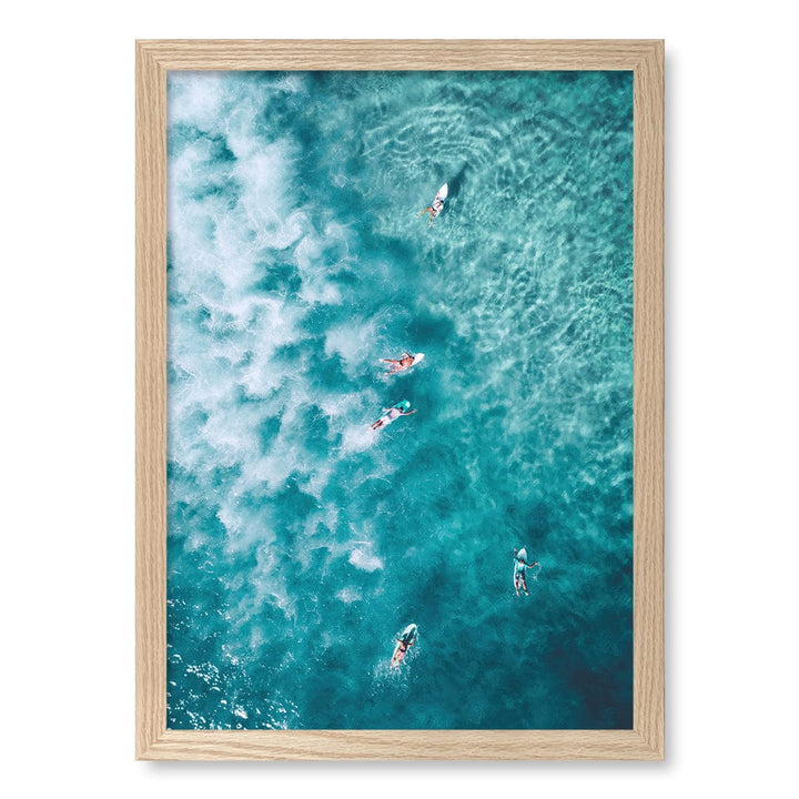 Bondi Surfers Wall Art Print A3 (29.7 x 42cm) / Natural Oak Frame / No Border from our Australian Made Framed Wall Art, Prints & Posters collection by Profile Products (Australia) Pty Ltd