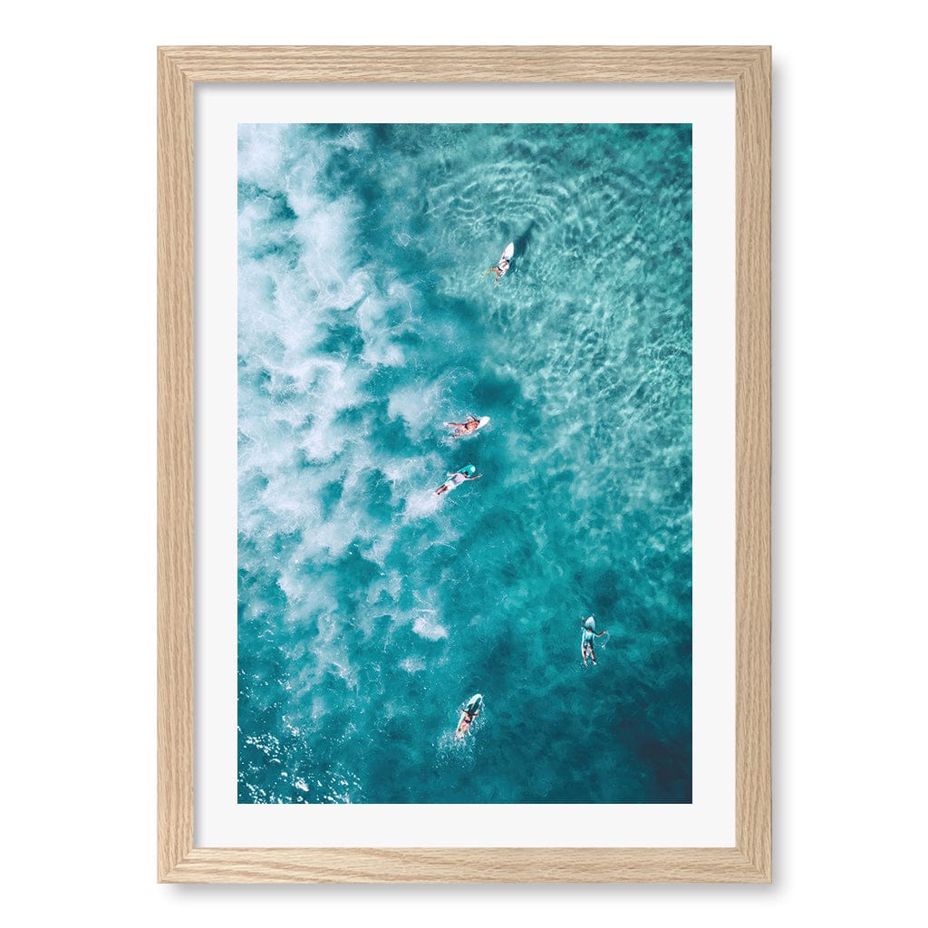 Bondi Surfers Wall Art Print A3 (29.7 x 42cm) / Natural Oak Frame / White Border from our Australian Made Framed Wall Art, Prints & Posters collection by Profile Products (Australia) Pty Ltd