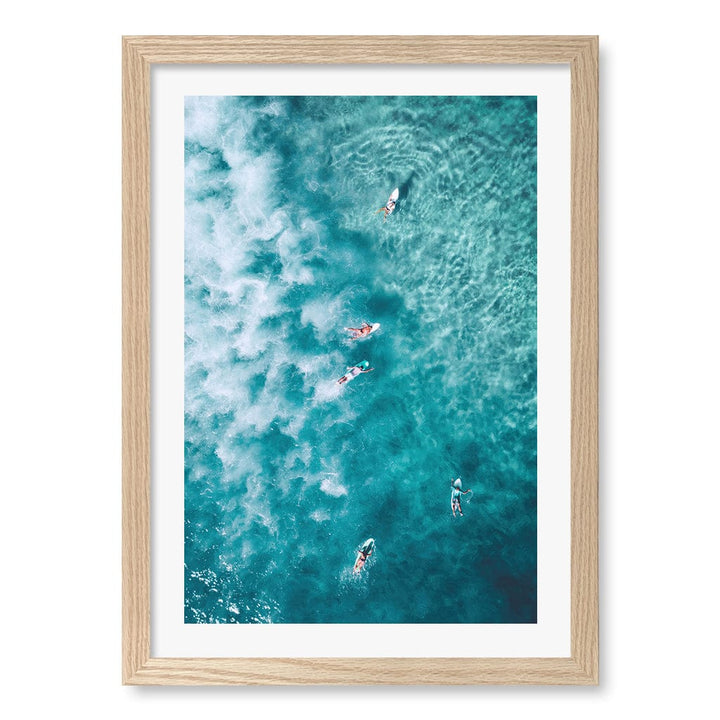 Bondi Surfers Wall Art Print A3 (29.7 x 42cm) / Natural Oak Frame / White Border from our Australian Made Framed Wall Art, Prints & Posters collection by Profile Products (Australia) Pty Ltd