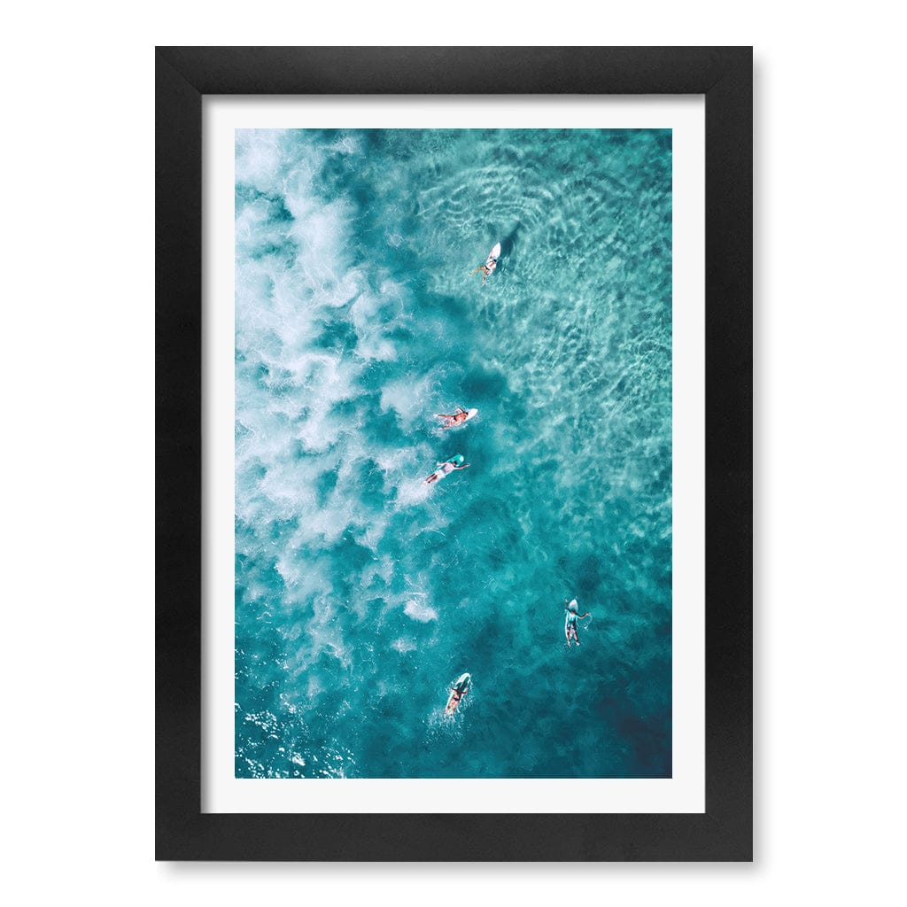 Bondi Surfers Wall Art Print A4 (21 x 29.7cm) / Matte Black Frame / White Border from our Australian Made Framed Wall Art, Prints & Posters collection by Profile Products (Australia) Pty Ltd