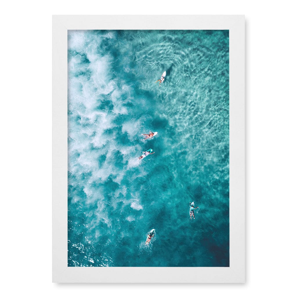Bondi Surfers Wall Art Print A4 (21 x 29.7cm) / Matte White Frame / No Border from our Australian Made Framed Wall Art, Prints & Posters collection by Profile Products (Australia) Pty Ltd