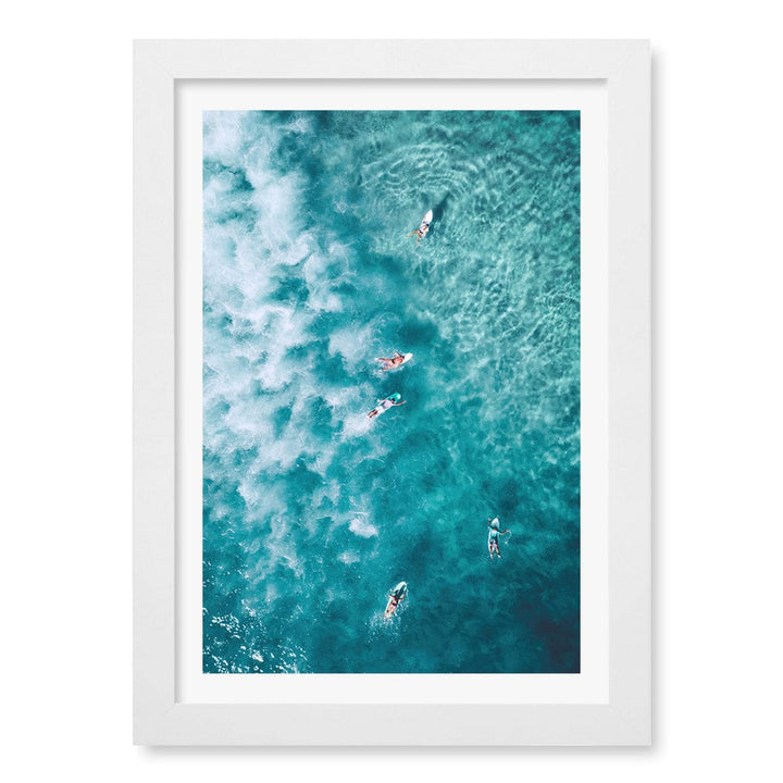 Bondi Surfers Wall Art Print A4 (21 x 29.7cm) / Matte White Frame / White Border from our Australian Made Framed Wall Art, Prints & Posters collection by Profile Products (Australia) Pty Ltd