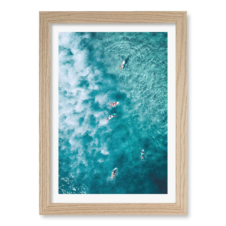 Bondi Surfers Wall Art Print A4 (21 x 29.7cm) / Natural Oak Frame / White Border from our Australian Made Framed Wall Art, Prints & Posters collection by Profile Products (Australia) Pty Ltd