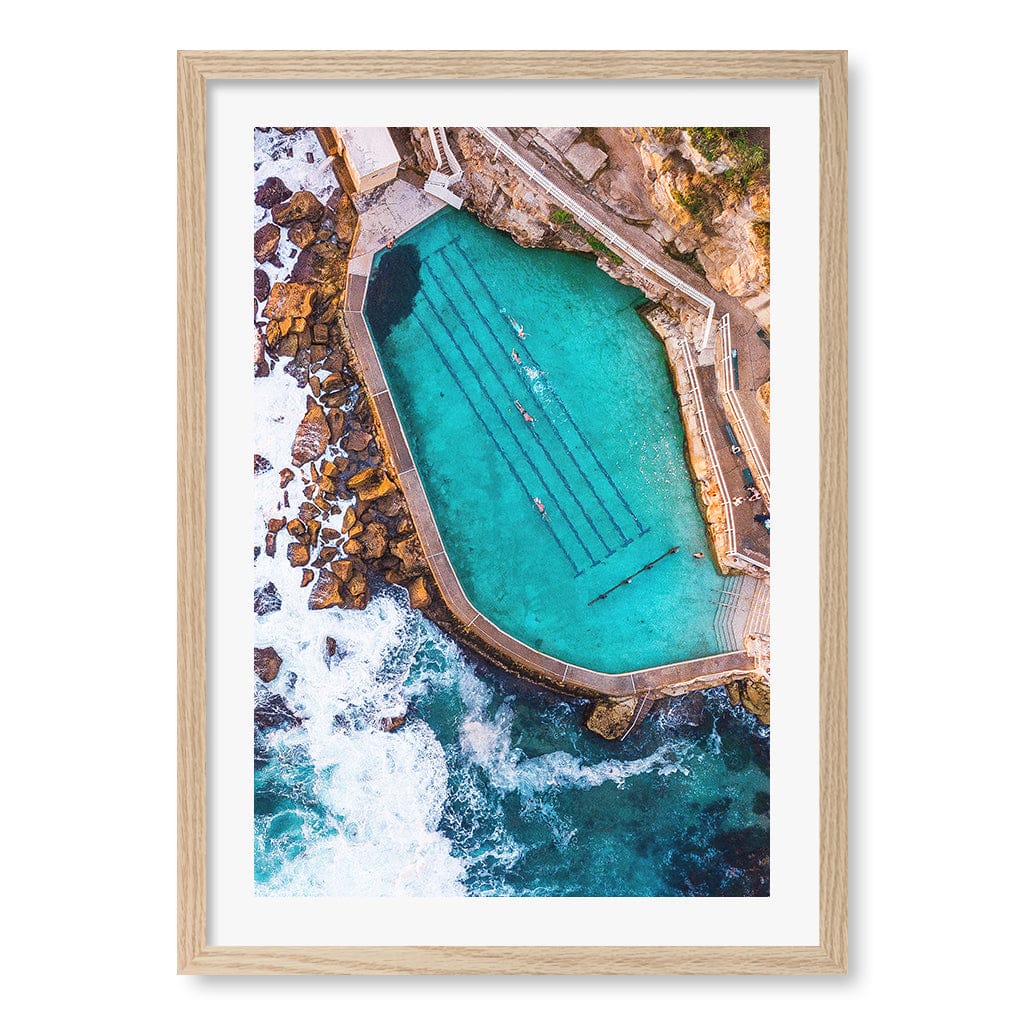 Bronte Ocean Pool 1 Wall Art Print A2 (42 x 59.4cm) / Natural Oak Frame / White Border from our Australian Made Framed Wall Art, Prints & Posters collection by Profile Products (Australia) Pty Ltd