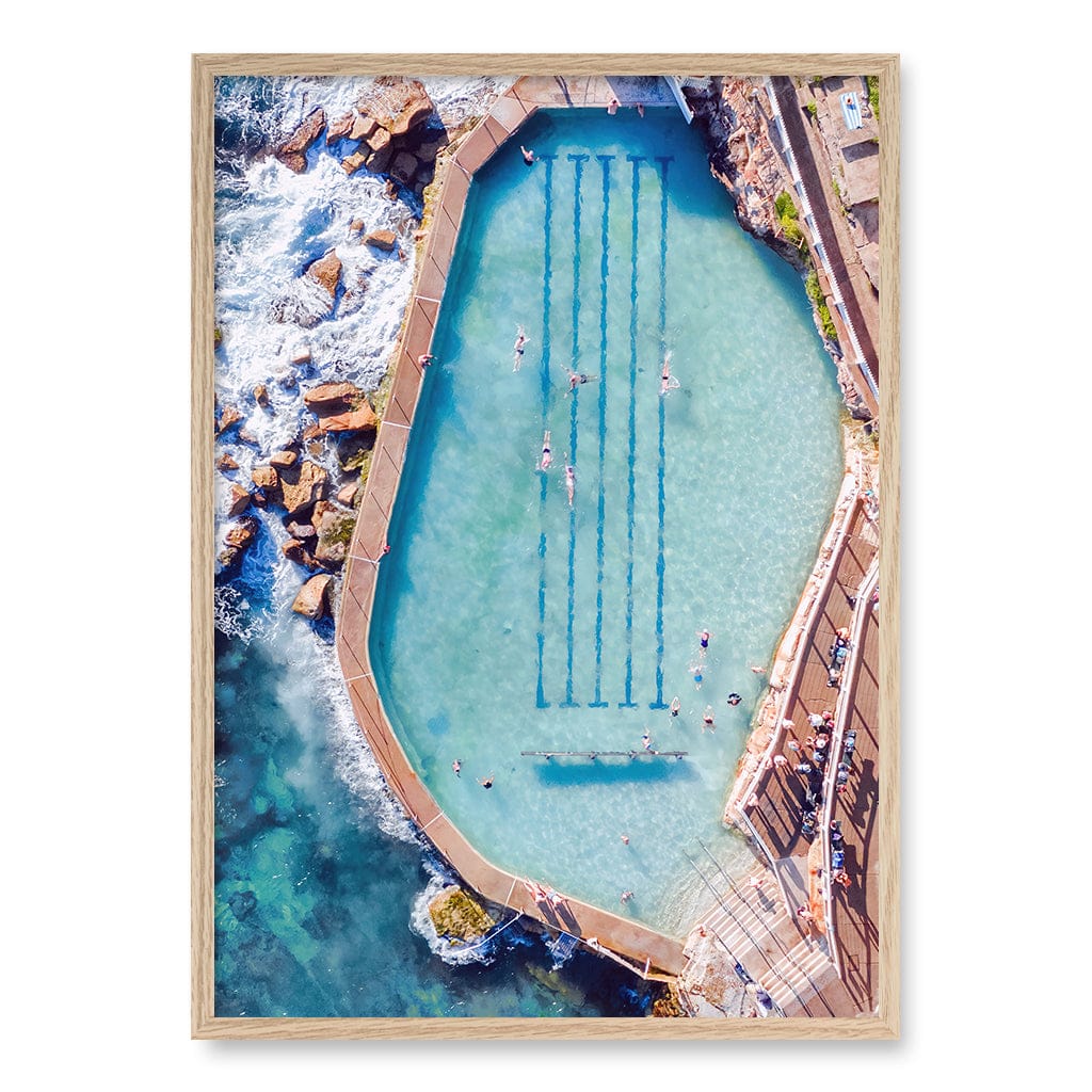 Bronte Ocean Pool 2 Wall Art Print A1 (59.4 x 84.1cm) / Natural Oak Frame / No Border from our Australian Made Framed Wall Art, Prints & Posters collection by Profile Products (Australia) Pty Ltd