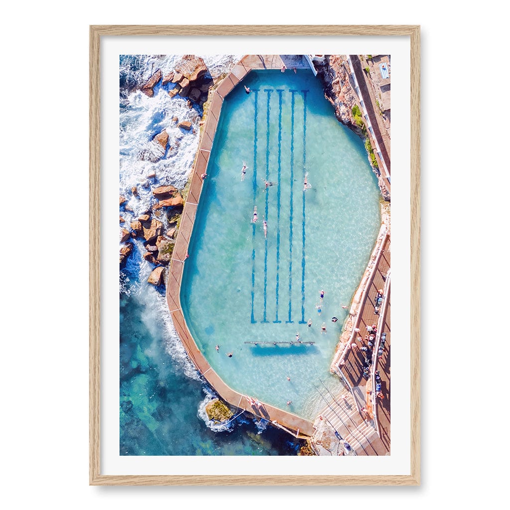 Bronte Ocean Pool 2 Wall Art Print A1 (59.4 x 84.1cm) / Natural Oak Frame / White Border from our Australian Made Framed Wall Art, Prints & Posters collection by Profile Products (Australia) Pty Ltd
