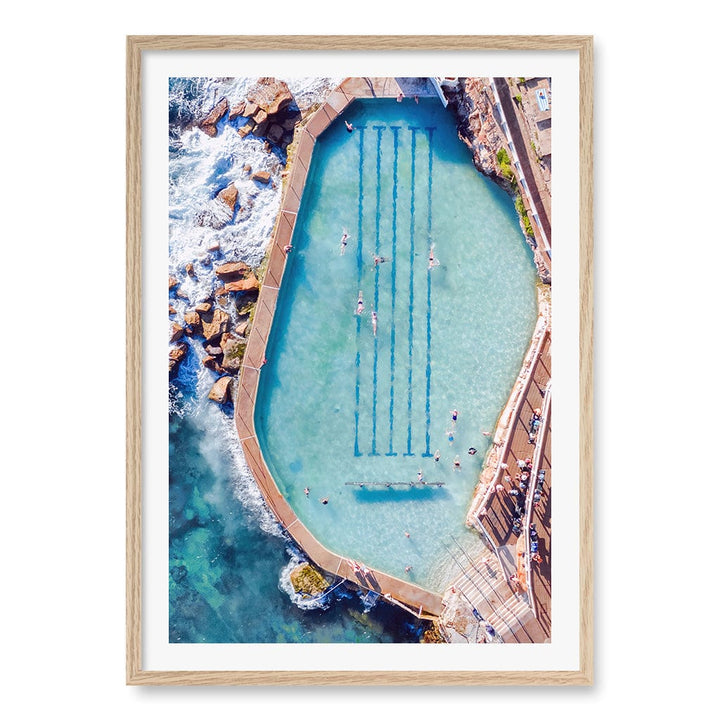 Bronte Ocean Pool 2 Wall Art Print A1 (59.4 x 84.1cm) / Natural Oak Frame / White Border from our Australian Made Framed Wall Art, Prints & Posters collection by Profile Products (Australia) Pty Ltd