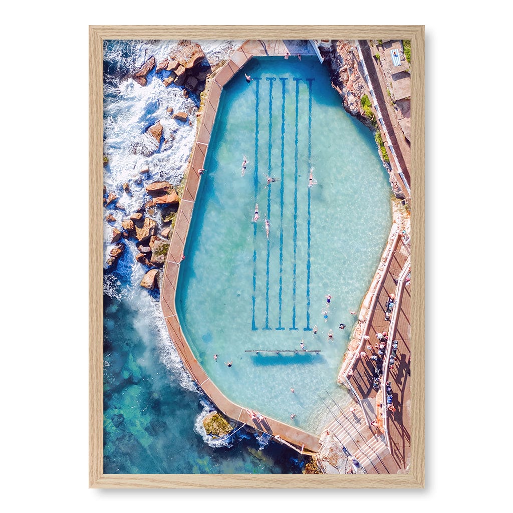 Bronte Ocean Pool 2 Wall Art Print A2 (42 x 59.4cm) / Natural Oak Frame / No Border from our Australian Made Framed Wall Art, Prints & Posters collection by Profile Products (Australia) Pty Ltd