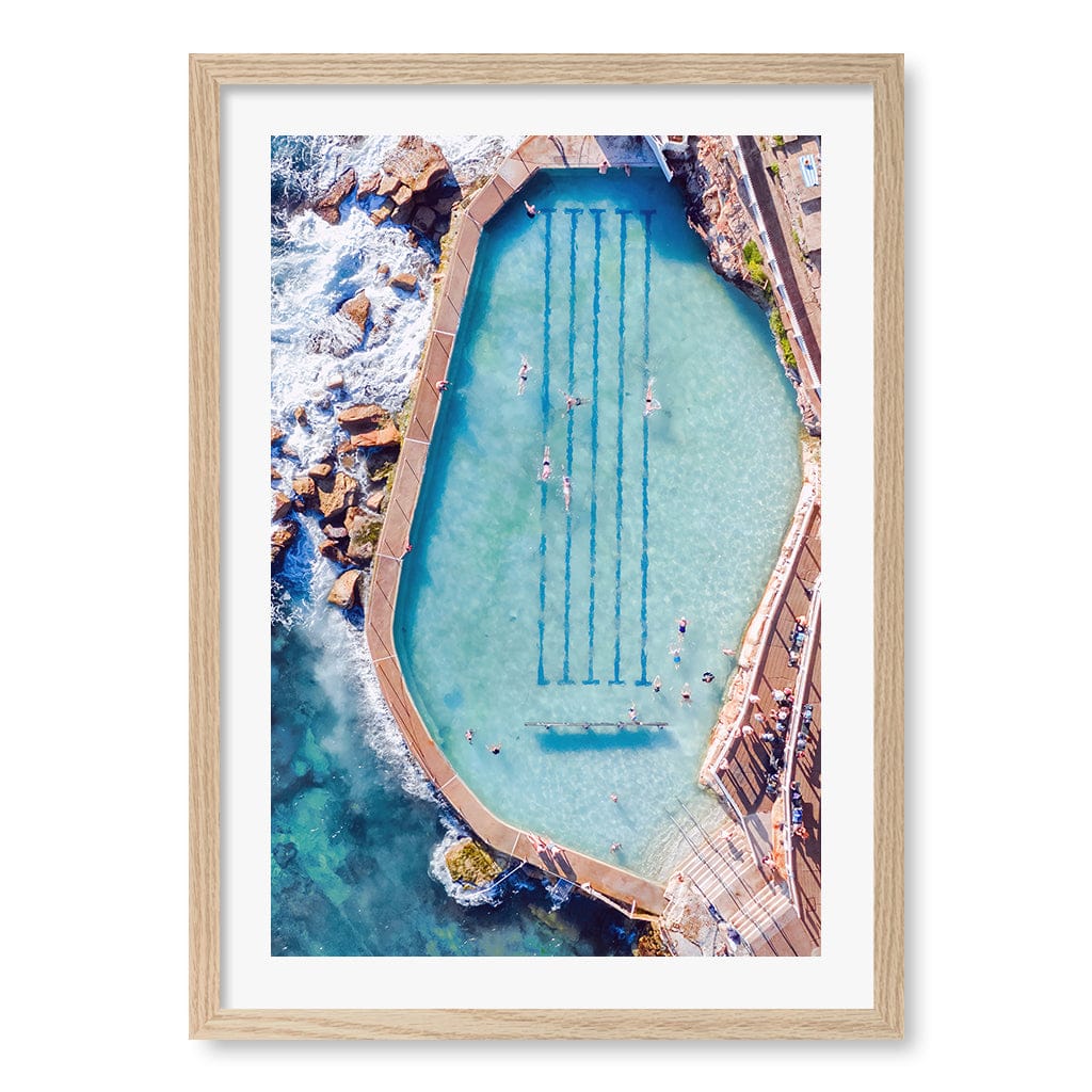 Bronte Ocean Pool 2 Wall Art Print A2 (42 x 59.4cm) / Natural Oak Frame / White Border from our Australian Made Framed Wall Art, Prints & Posters collection by Profile Products (Australia) Pty Ltd