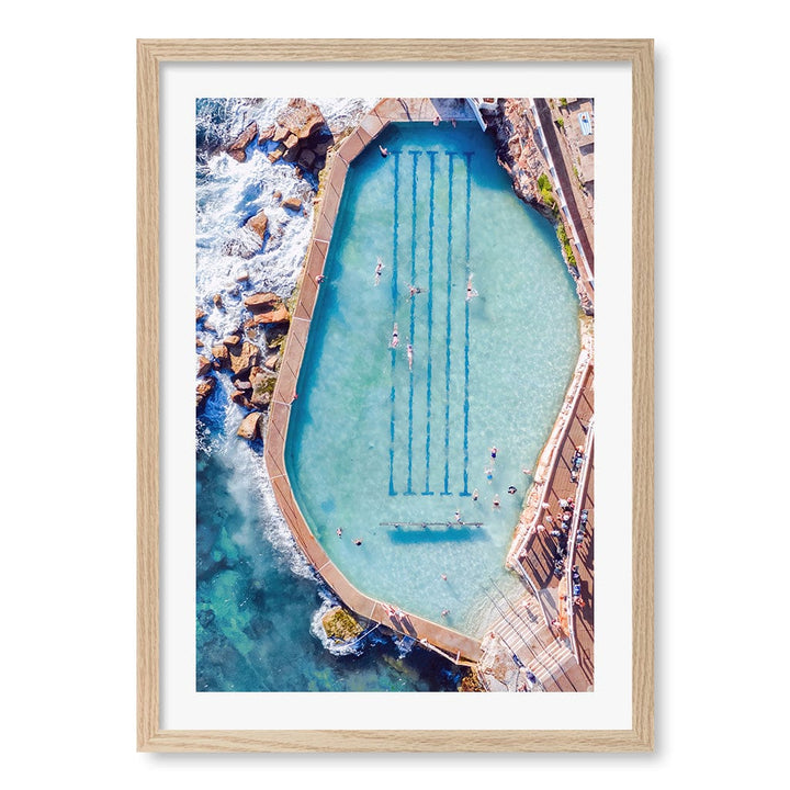 Bronte Ocean Pool 2 Wall Art Print A2 (42 x 59.4cm) / Natural Oak Frame / White Border from our Australian Made Framed Wall Art, Prints & Posters collection by Profile Products (Australia) Pty Ltd