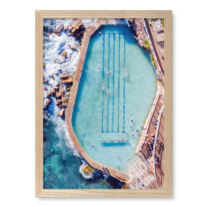 Bronte Ocean Pool 2 Wall Art Print A3 (29.7 x 42cm) / Natural Oak Frame / No Border from our Australian Made Framed Wall Art, Prints & Posters collection by Profile Products (Australia) Pty Ltd