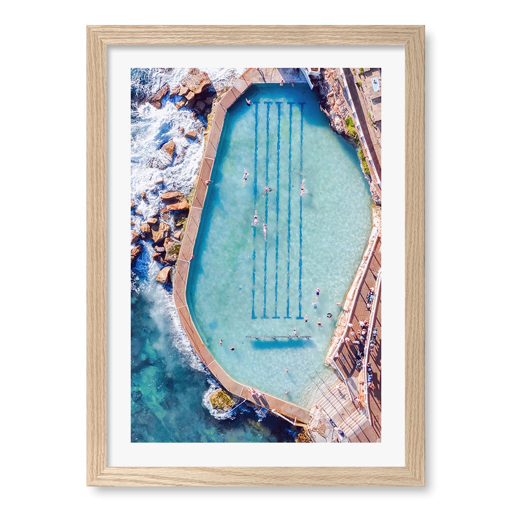 Bronte Ocean Pool 2 Wall Art Print A3 (29.7 x 42cm) / Natural Oak Frame / White Border from our Australian Made Framed Wall Art, Prints & Posters collection by Profile Products (Australia) Pty Ltd