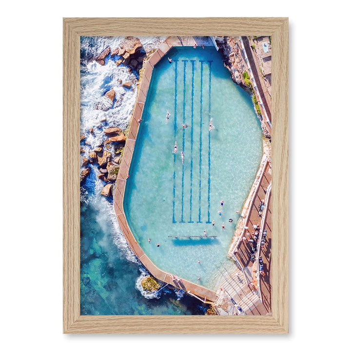 Bronte Ocean Pool 2 Wall Art Print A4 (21 x 29.7cm) / Natural Oak Frame / No Border from our Australian Made Framed Wall Art, Prints & Posters collection by Profile Products (Australia) Pty Ltd