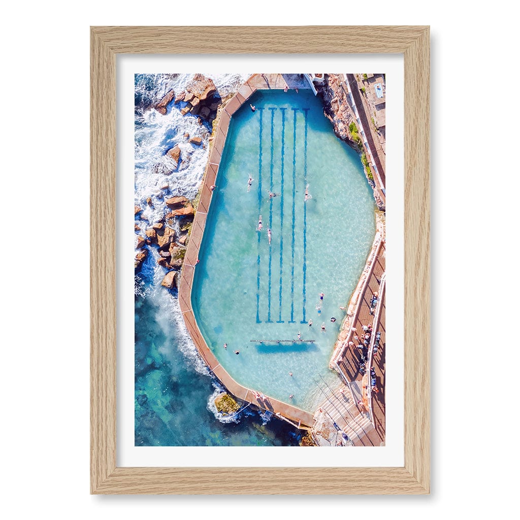 Bronte Ocean Pool 2 Wall Art Print A4 (21 x 29.7cm) / Natural Oak Frame / White Border from our Australian Made Framed Wall Art, Prints & Posters collection by Profile Products (Australia) Pty Ltd