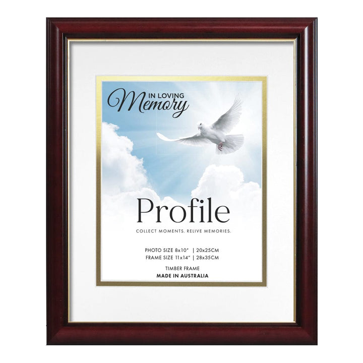 Burgundy Gold Memorial Frame 11x14/8x10in from our Australian Made Gift Occasion Picture Frames collection by Profile Products (Australia) Pty Ltd