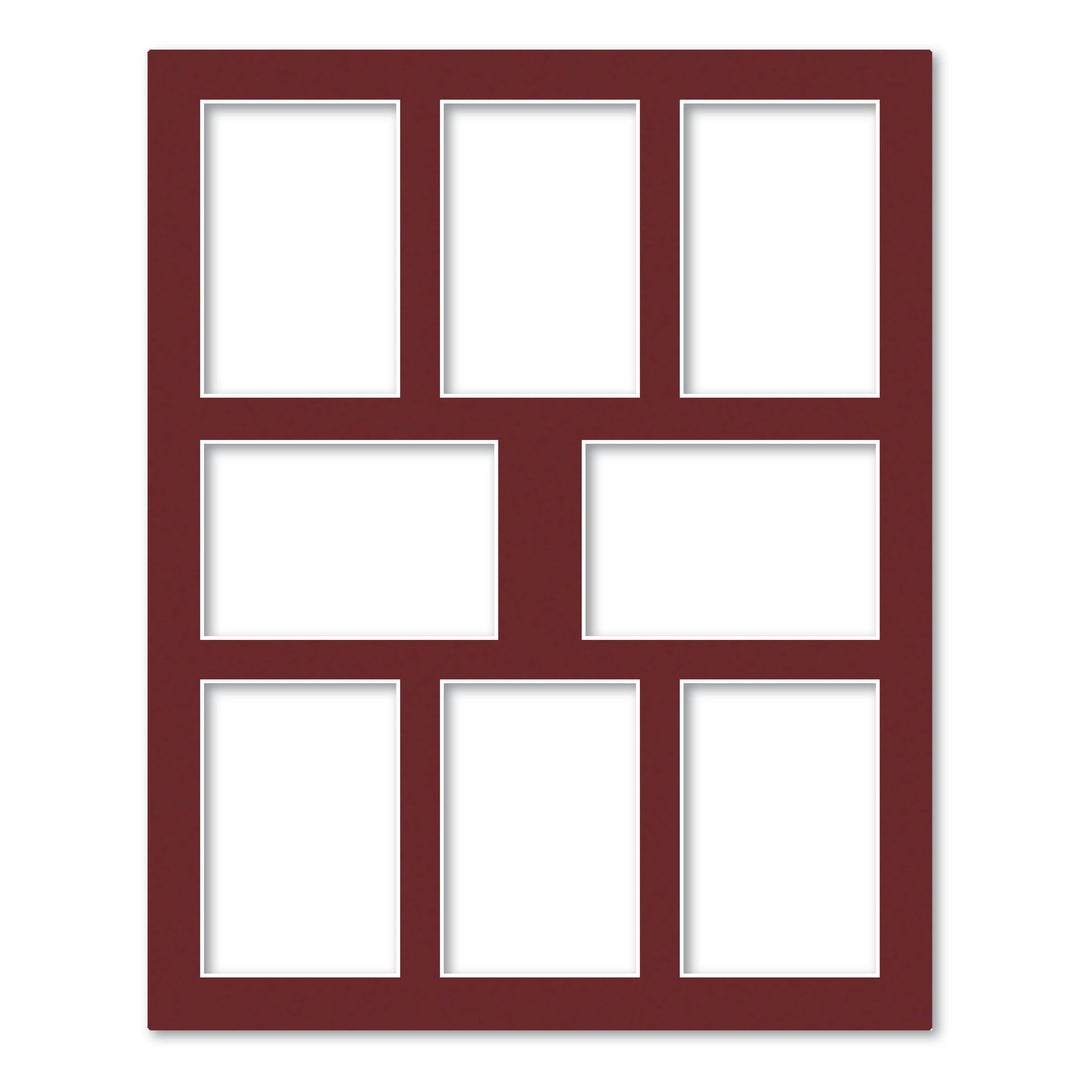 Burgundy Maroon Acid-Free Mat Board 16x20in (40.6x50.8cm) to suit eight 4x6in (10x15cm) images from our Mat Boards collection by Profile Products (Australia) Pty Ltd