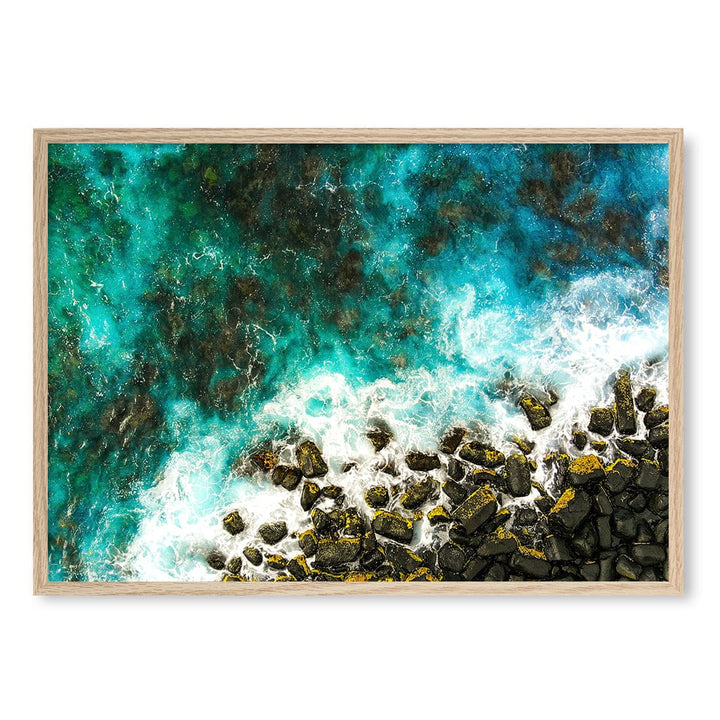 Burleigh Heads 1 Wall Art Print A1 (59.4 x 84.1cm) / Natural Oak Frame / No Border from our Australian Made Framed Wall Art, Prints & Posters collection by Profile Products (Australia) Pty Ltd