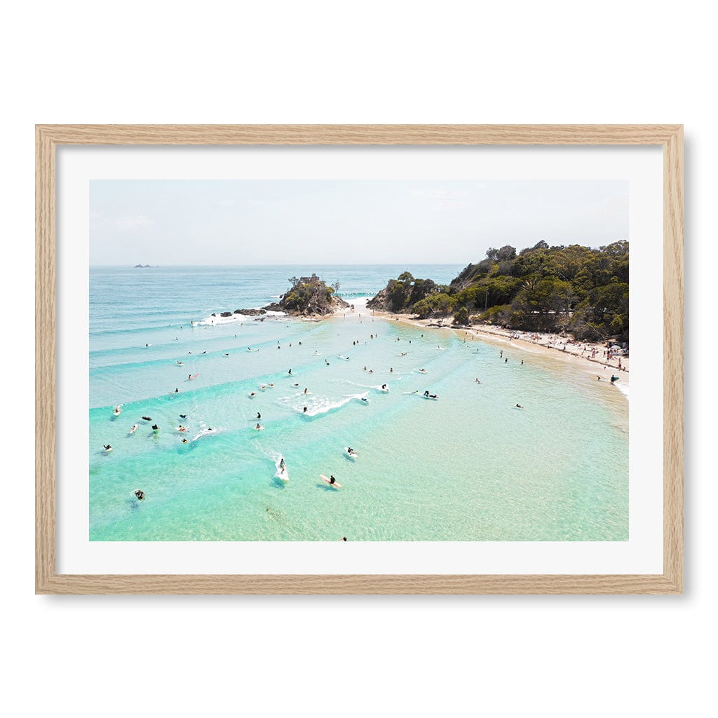 Byron Beach Life Wall Art Print A2 (42 x 59.4cm) / Natural Oak Frame / White Border from our Australian Made Framed Wall Art, Prints & Posters collection by Profile Products (Australia) Pty Ltd