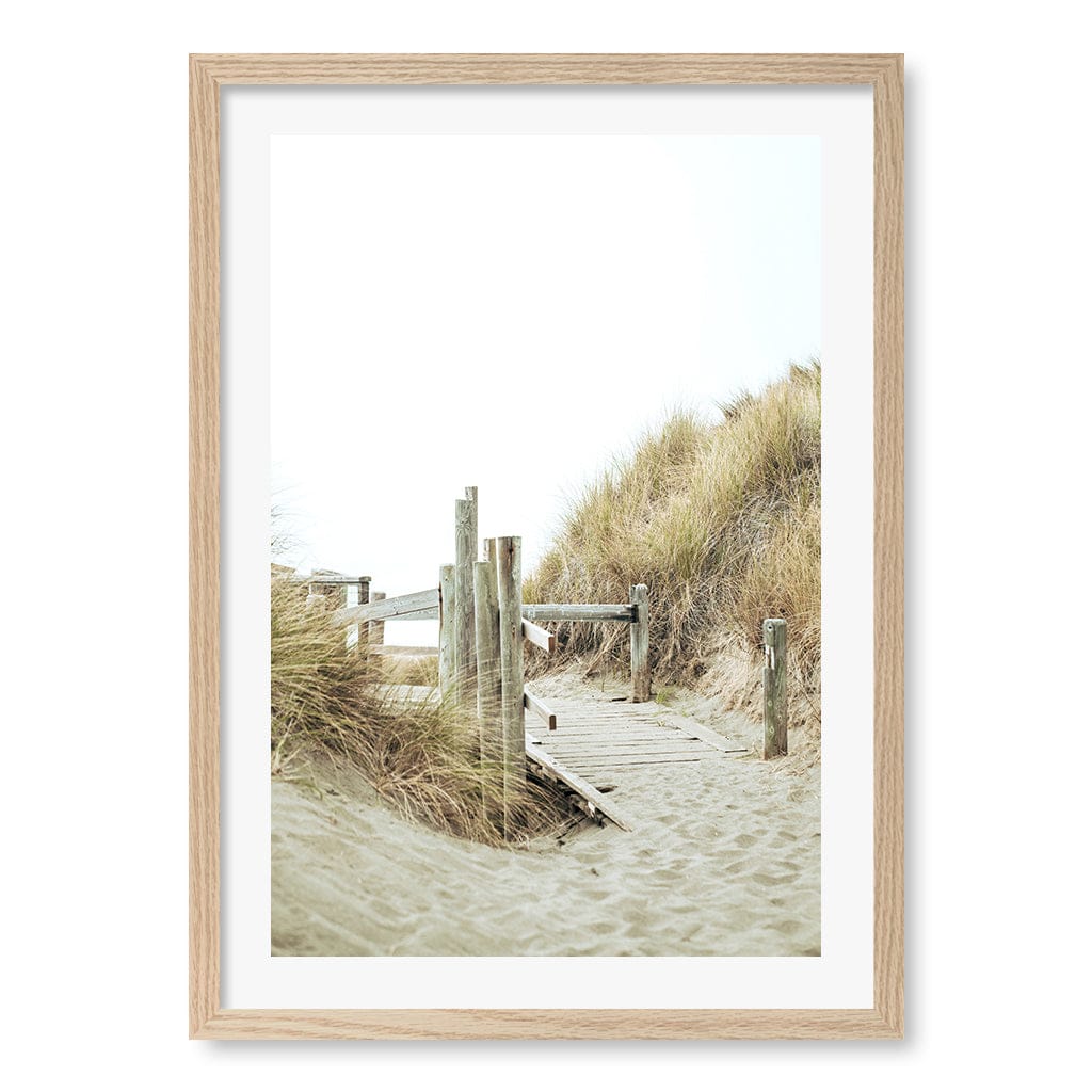 Byron Beach Path 1 Wall Art Print A2 (42 x 59.4cm) / Natural Oak Frame / White Border from our Australian Made Framed Wall Art, Prints & Posters collection by Profile Products (Australia) Pty Ltd