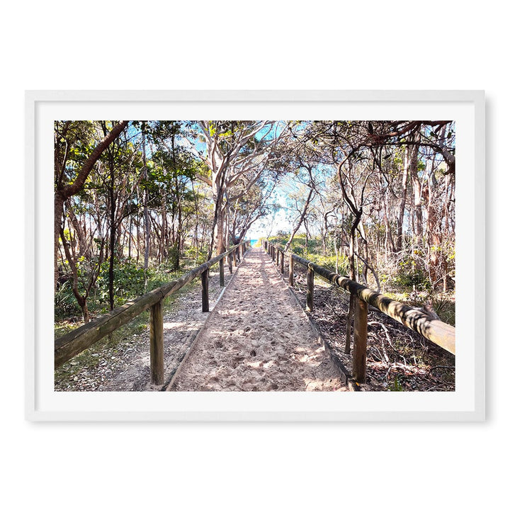 Byron Beach Path 2 Wall Art Print A1 (59.4 x 84.1cm) / Matte White Frame / White Border from our Australian Made Framed Wall Art, Prints & Posters collection by Profile Products (Australia) Pty Ltd