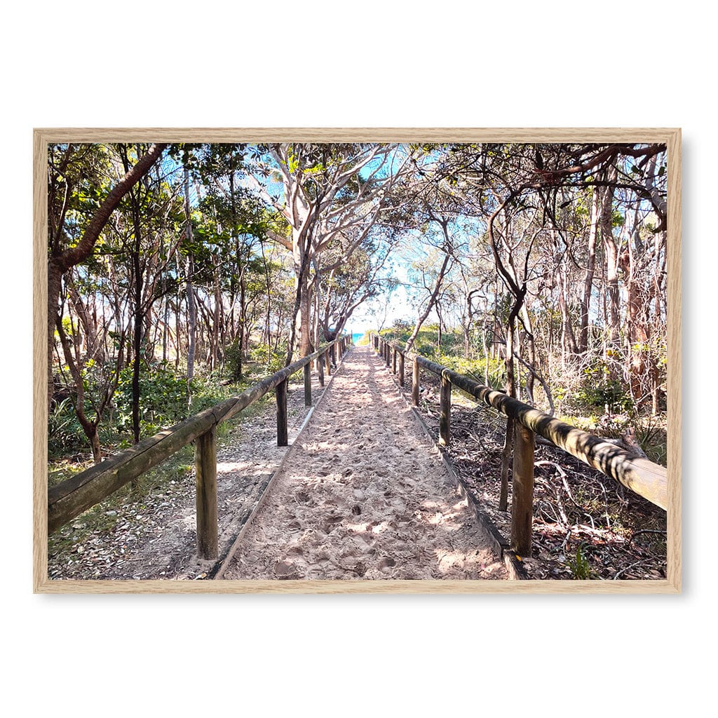 Byron Beach Path 2 Wall Art Print A1 (59.4 x 84.1cm) / Natural Oak Frame / No Border from our Australian Made Framed Wall Art, Prints & Posters collection by Profile Products (Australia) Pty Ltd