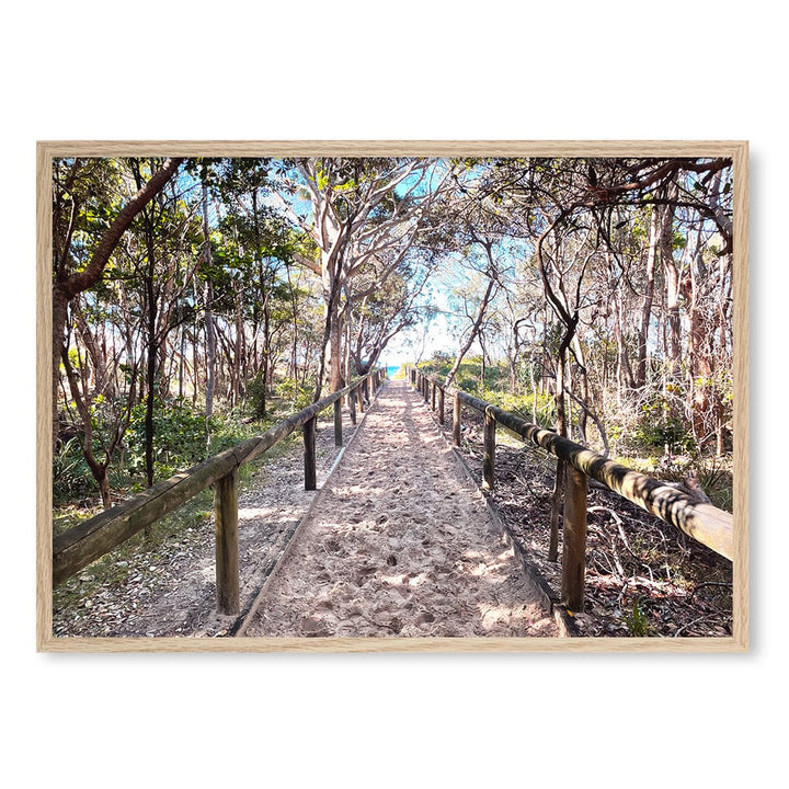 Byron Beach Path 2 Wall Art Print A1 (59.4 x 84.1cm) / Natural Oak Frame / No Border from our Australian Made Framed Wall Art, Prints & Posters collection by Profile Products (Australia) Pty Ltd