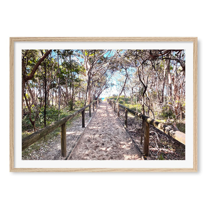 Byron Beach Path 2 Wall Art Print A1 (59.4 x 84.1cm) / Natural Oak Frame / White Border from our Australian Made Framed Wall Art, Prints & Posters collection by Profile Products (Australia) Pty Ltd