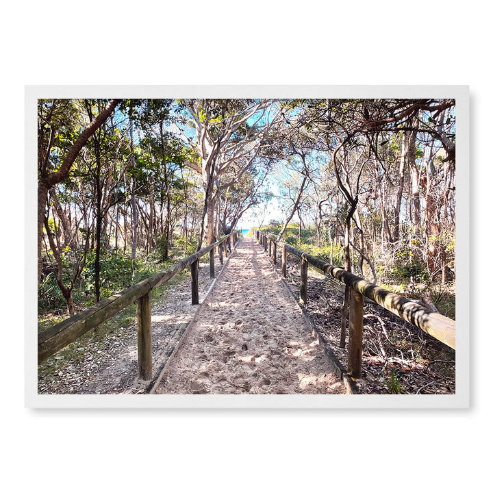 Byron Beach Path 2 Wall Art Print A2 (42 x 59.4cm) / Matte White Frame / No Border from our Australian Made Framed Wall Art, Prints & Posters collection by Profile Products (Australia) Pty Ltd